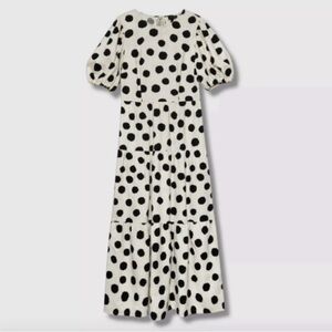 Who What Wear Black + White Polka Dot Dress EUC